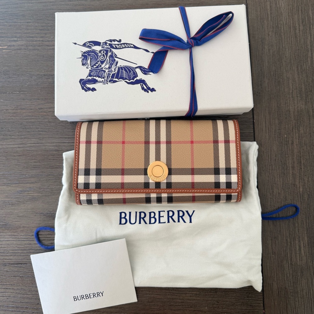 Burberry Tan and Red Plaid Wallet